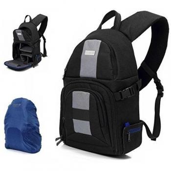 Phot-R Cámara réflex digital profesional y compacto digital SLR Caso Mochila Viajes Fotografía Foto Sling Bag Mochila con acolchado interior y la cubierta de la lluvia para Canon Nikon Sony