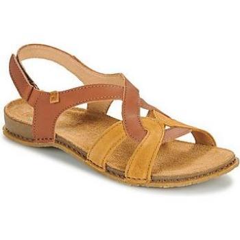 Sandalias de Piel Marrón El Naturalista PANGLAO para Mujer, Plano, Velcro, Casual