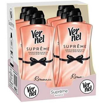Vernel Supreme Rosa Romance Suavizante para lavadora concentrado perfumado, 6 paquetes de 1,1 l