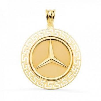 Colgante Estrella Oro 18k con relieve brillo cenefa greca matizada calada