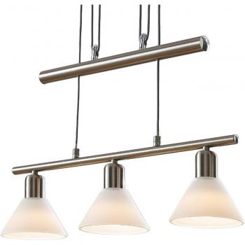 Lámpara colgante Delira 3 luces, níquel, moderna, gris, hecha de metal, para salón y comedor, 3 llamas E14