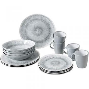 Set de Vajilla de Melamina Brunner Pearl 16 Piezas - Antideslizante, Ideal para Camping y Viajes