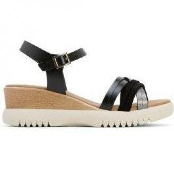 Sandalias de cuña de piel negra - Porronet Ela