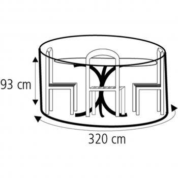 Wehncke 15488 - Funda de protección, cubierta para mesas + sillas de jardín ø 320x93 cm