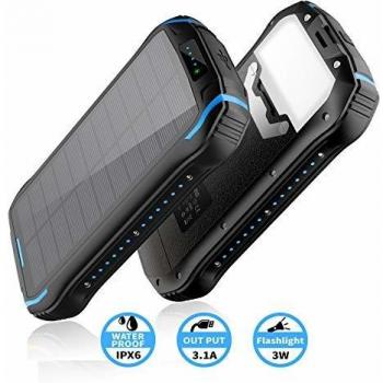 elzle Cargador Solar 26800mAh, Solar Power Bank 15W