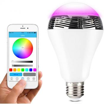 Lunvon Bombilla Bluetooth Inalámbrica Bluetooth 4.0 Altavoz Bombilla de Luz LED Multicolor Regulable Con la Aplicación Gratuita Controlada, Cambiar LED de 16 Millones de Color