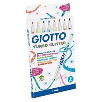 Set de Rotuladores Giotto Turbo Glitter Multicolor con Purpurina - Caja de 8 Unidades