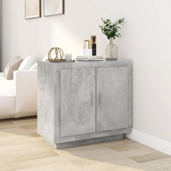 Aparador de madera contrachapada 80x40x75 cm con acabado en gris hormigón, mueble de almacenaje moderno para salón, armario auxiliar con puertas y cajón de madera