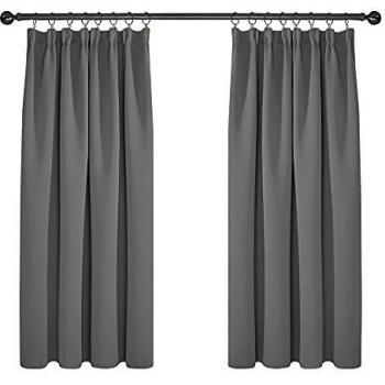 Deconovo Cortinas Opacas Habitacion para Sala de Estar Oficina Hotel Ventanas con Fruncido 2 Piezas 132x138cm Gris Claro