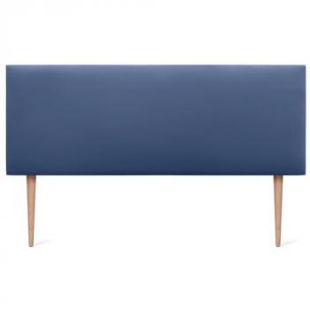 Cabecero Tapizado de Polipiel AQUALINE Liso Azul con Patas (145x105cm) para Camas 120/135/140