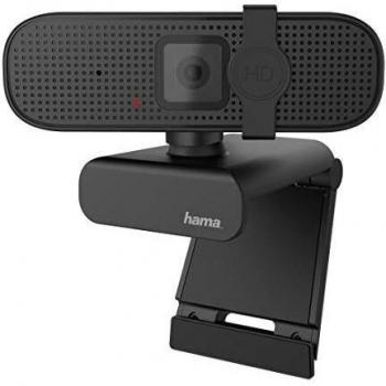 Hama C-400 Webcam 2 MP Full HD 1920 x 1080 Pixels USB 2.0 con Micrófono Integrado y Base de Montaje en Pantalla, Color Negro