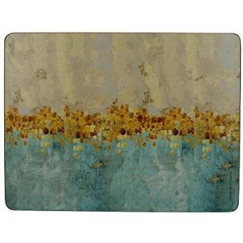 CREATIVE TOPS Premium Golden Reflections - Manteles Individuales, Base de Corcho, 30 x 22.75 cm, 6 Unidades, Color Dorado
