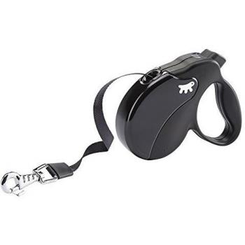 Ferplast - Correa retráctil para Perros Amigo Tape Mini, Cinta Extensible, 3 m, máx. 12 kg, Negro