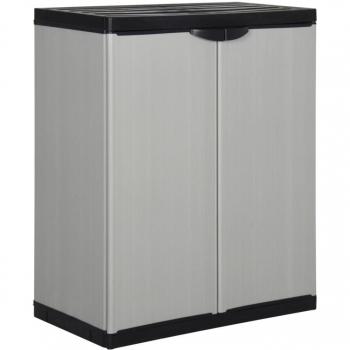 vidaXL Garden Storage Cabinet with 1 Shelf Grey and Black 68x40x85 cm
