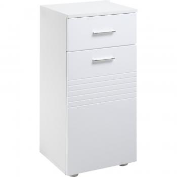 kleankin Armario Auxiliar de Baño Bowe con 1 Puerta, Cajón y Estante Ajustable Blanco 77,5x35x30 cm