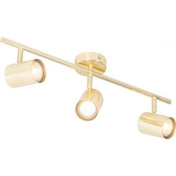 Plafón moderno de latón con 3 luces orientables JEANA, material acero, diseño alargado, adecuado para bombillas LED, potencia máxima de 3 x 35 Watt