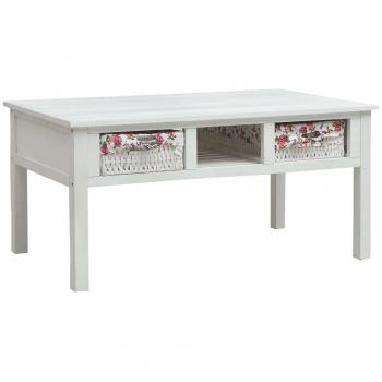 Mesa de centro de madera blanca 99,5x60x48 cm