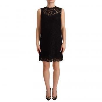 Black Floral Lace Sheath Mini Dress