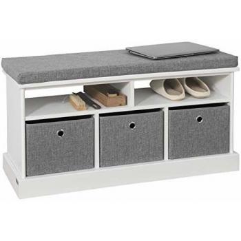 Banco de Almacenamiento Zapatero SoBuy FSR67-HG con 3 cajones, diseño en madera gris para guardar y ordenar