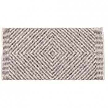 Alfombra de Algodón y Poliéster Gris 80x150 cm, 70% algodón y 30% poliéster, cosida a mano, diseño de rombos