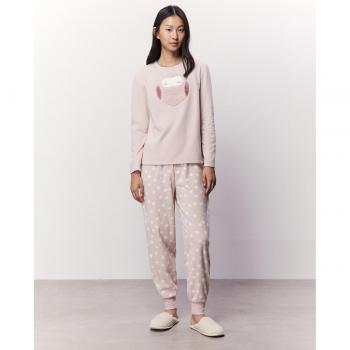 Pijama polar búho Sfera con diseño de búho, tejido suave y cálido, manga larga, pantalones largos, ideal para invierno