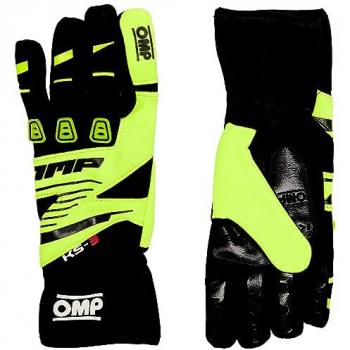Guantes de Karting OMP KS-3 - Negro/Amarillo Fluorescente - Talla L
