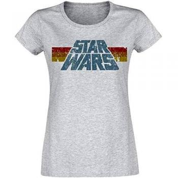 Star Wars Vintage 77 Mujer Camiseta Gris/Melé XL, 97% algodón, 3% Poliester, Regular