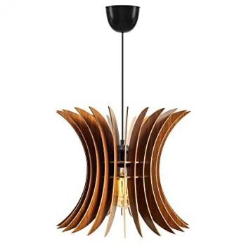 Lámpara de techo WELLHOME, mdf, nogal, colección Covadonga, 35x35x65 cm, casquillo E27 Max 45-60