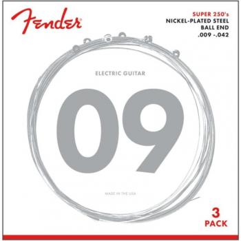 Fender Super 250 Nickel Plated Steel Electric Guitar Strings 009-042 (3-Pack)