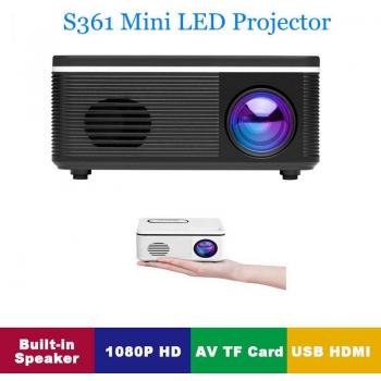 Miniproyector LED S361 1080P HD portátil para cine en casa, reproductor multimedia con soporte AV, TF, USB y HDMI