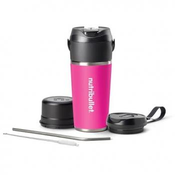 Batidora Portátil Nutribullet Flip NBP016MA con Vaso Térmico de 590ml, Conserva el Frío 24h, Bate Hielo, Incluye Tapa y Pajita, Carga USB-C,