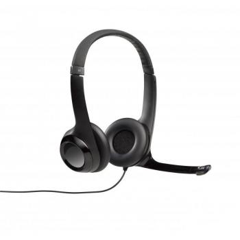 Logitech H390 USB Headset with Noise-Canceling Microphone, In-Line Controls, Padded Headband and Ear Cups, Digital Audio - Full-Size Wired Black Headphones (981-000406)