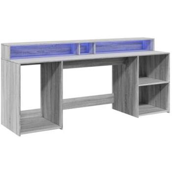 Escritorio con LED madera ingeniería gris sonoma 200x55x91 cm