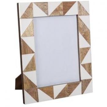 Marco de Fotos Romimex Marrón Beige Madera Resina 15 x 20 x 2 cm