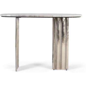 Consola Ovalada con Tapa de Mármol Gris 120x82x35cm
