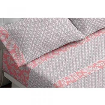 Burrito Blanco Juego de Sábanas 476 con un Diseño de una Pequeña Geometría para Cama Individual de 105x190 hasta 105x200 cm/Juego de Cama 105, Color Salmón