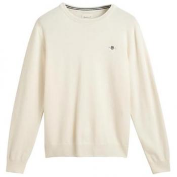 Suéter de lana muy fina para hombre Gant con cuello redondo color crema, talla M