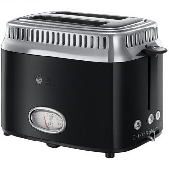 Tostador Retro Russell Hobbs 21681-56 Classic Negro, 2 Ranuras Anchas, Acero Inoxidable