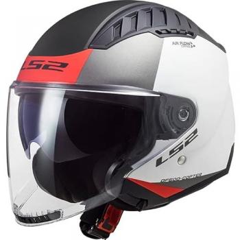 LS2 Casco Jet OF600 Copter II Urbane Blanco Mate-Rojo