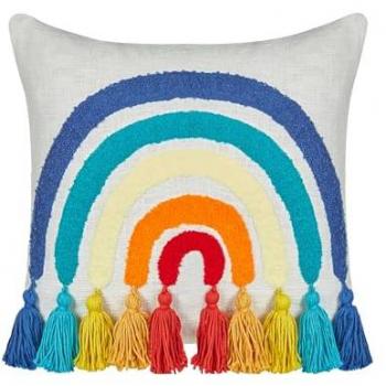 Cojín Decorativo de Algodón Bordado Arco Iris Multicolor 45 x 45 cm Dorstenia