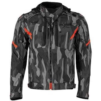 Chaqueta de Moto Rusty Stitches Dylan Negra-Roja Camuflaje, Textil Impermeable, Talla 2XL