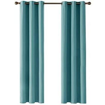 Deconovo Cortinas Opacas Dormitorio Moderno para Ventanas de Lino con Ollaos Juego de 2 Piezas 107x229cm Azul Cielo