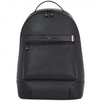 Chic Black Daily Backpack with Laptop Compartment - Tommy Hilfiger, Black Polyethylene Backpack, male, Size: ONE SIZE