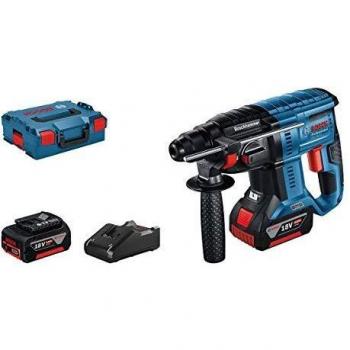 Bosch Gbh 18V-21 - Martillo Perforador Combinado a Batería, 18V, 2.0 J, Diámetro Máximo Hormigón 21 mm, SDS Plus, 2 Baterías x 4.0 Ah, en L-BOXX