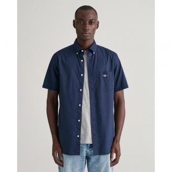 Gant - Camisa Regular Fit de manga corta en popelina marino