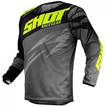 SHOT - Camiseta de Cross Devo ventury, Negro, Gris neón y Amarillo, Talla XXL