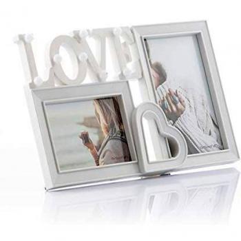 LGVSHOPPING Marco de Fotos de 2 plazas de plástico Love iluminada con 8 LED decoración Hogar