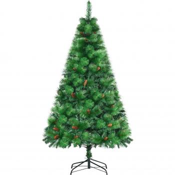 Árbol de Navidad Artificial Homcom 180 cm con 782 Ramas, 56 Piñas y Base Plegable Verde