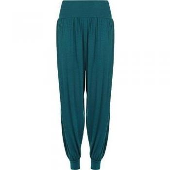 WearAll - Mujeres Tallas Grandes llanura Elásticos Completa Harén Largo Pantalones - Teal - 44-46