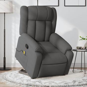 Sillón de masaje reclinable en tela gris oscuro con función de masajes y diseño ergonómico